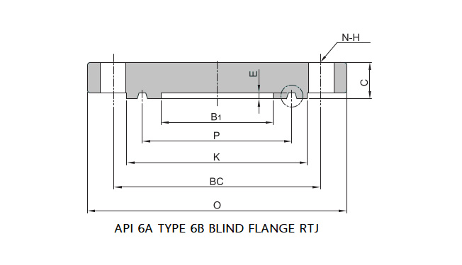 AISI 4130 Type 6BX 5000PSI Blind Flanges Dimensions Chart